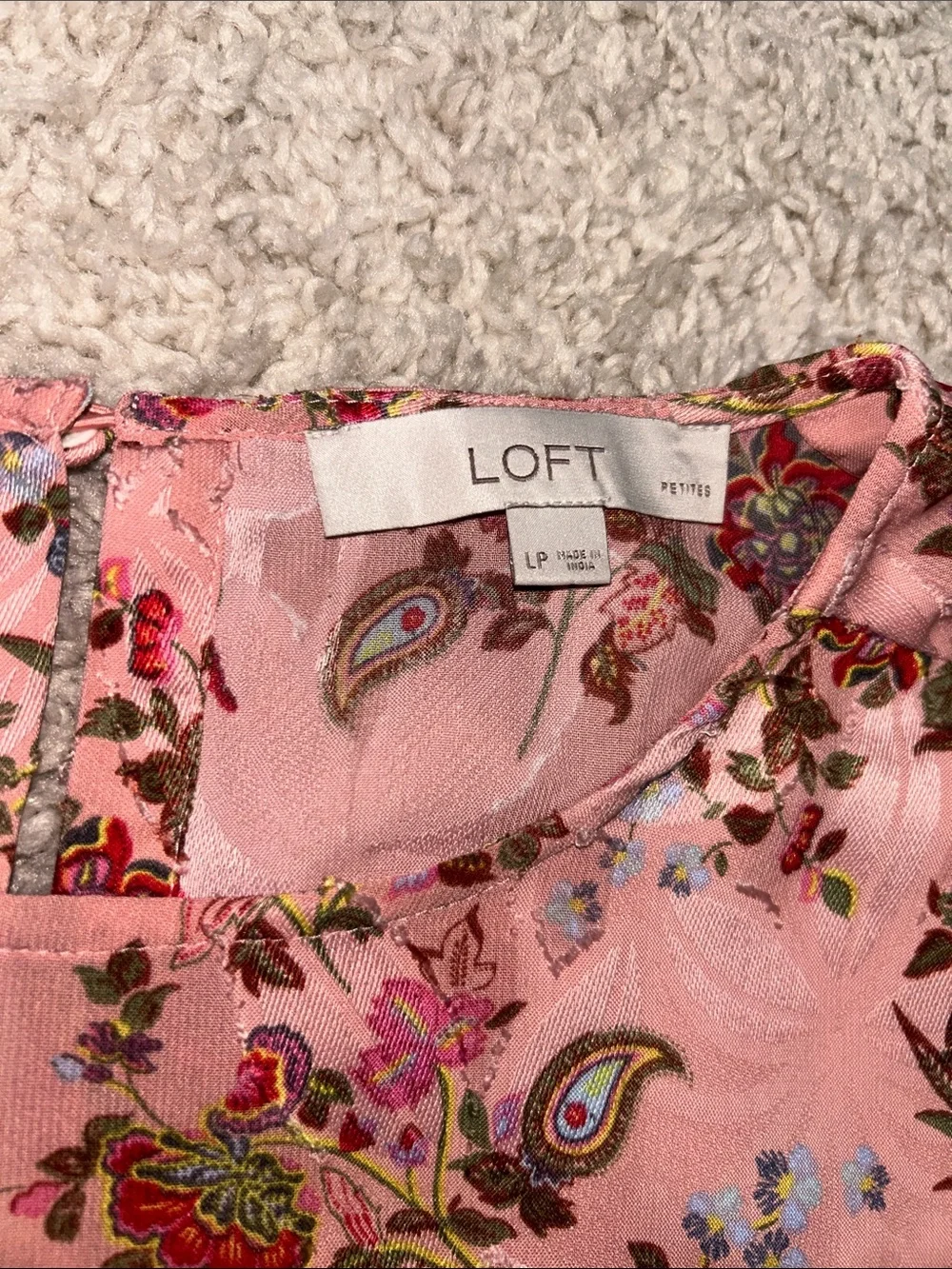 LOFT Pink Floral Puff-Sleeve Blouse